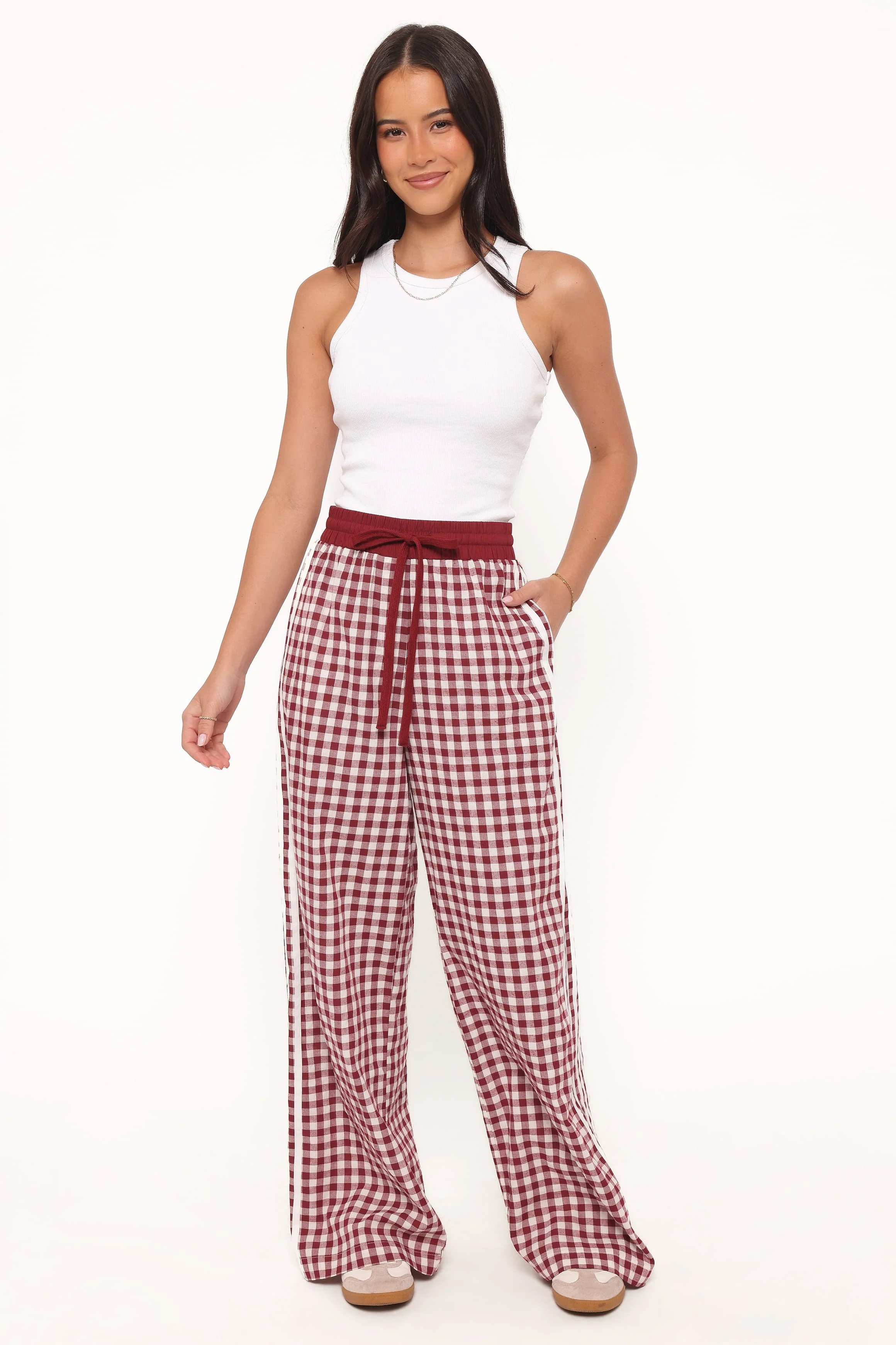 Lawson Track Pants - Burgundy Gingham