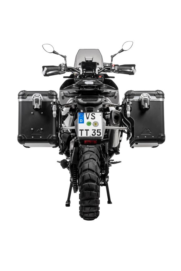 Touratech ZEGA Evo X suitcase With 45/45 offset - Gray support included - Black anodizedRef: Trt01857A / 01-414-6827-0