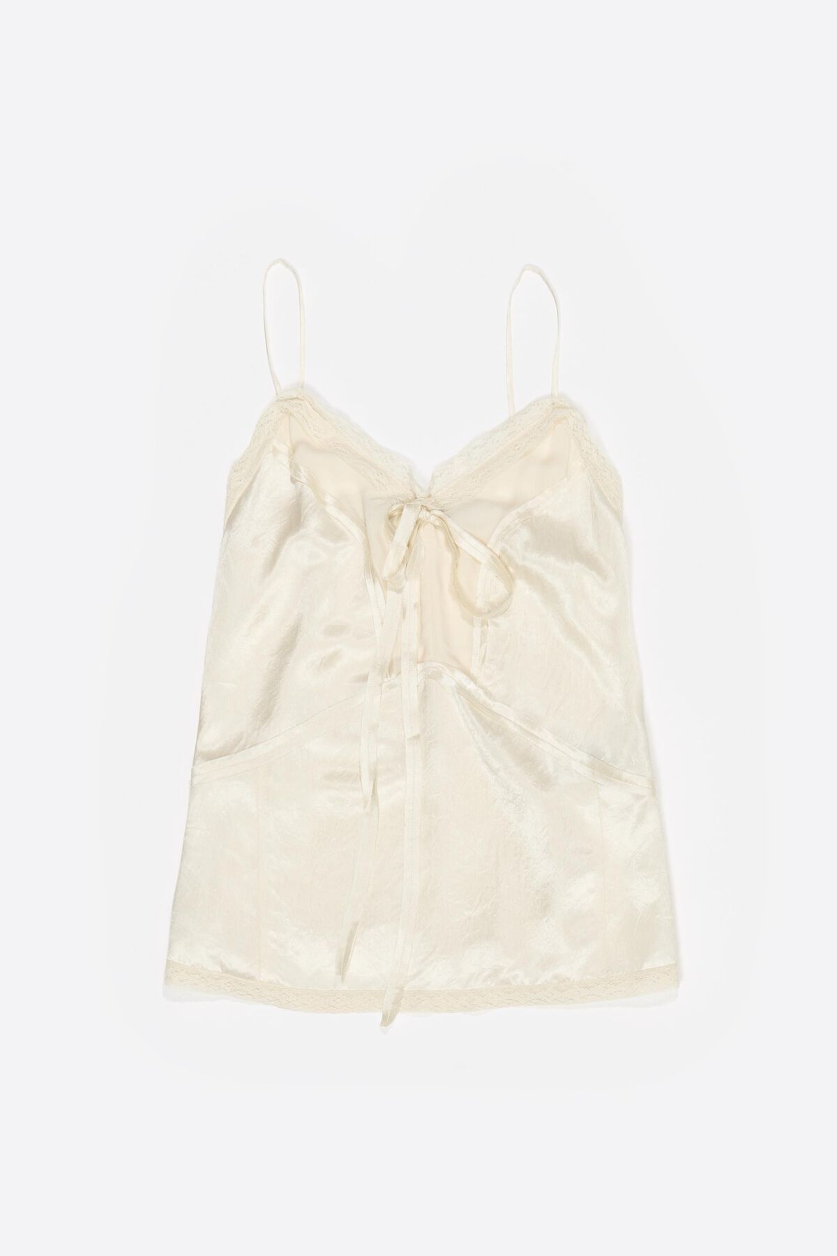 Beige mixed fabrics straight cut top