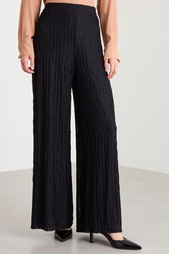 Lace jersey trousers - BLACK