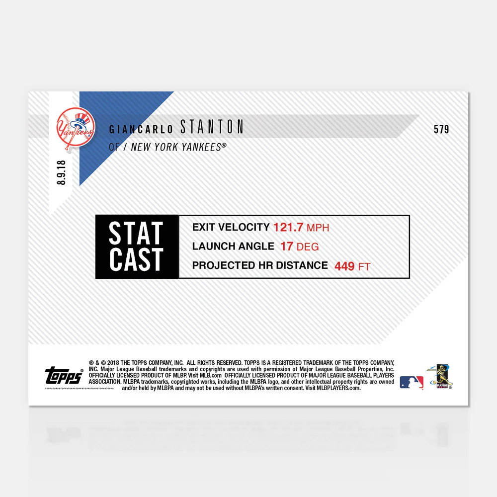 Giancarlo Stanton - 08/09/2018 TOPPS NOW® Card 579 - Print Run: 538