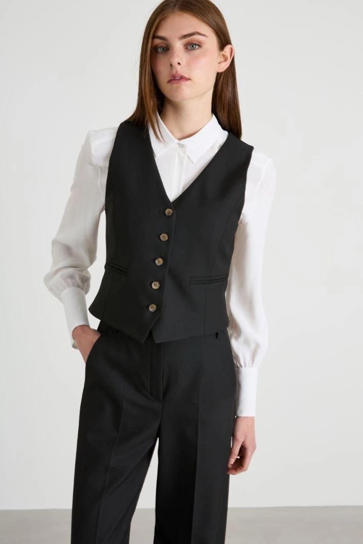Twill gilet - BLACK