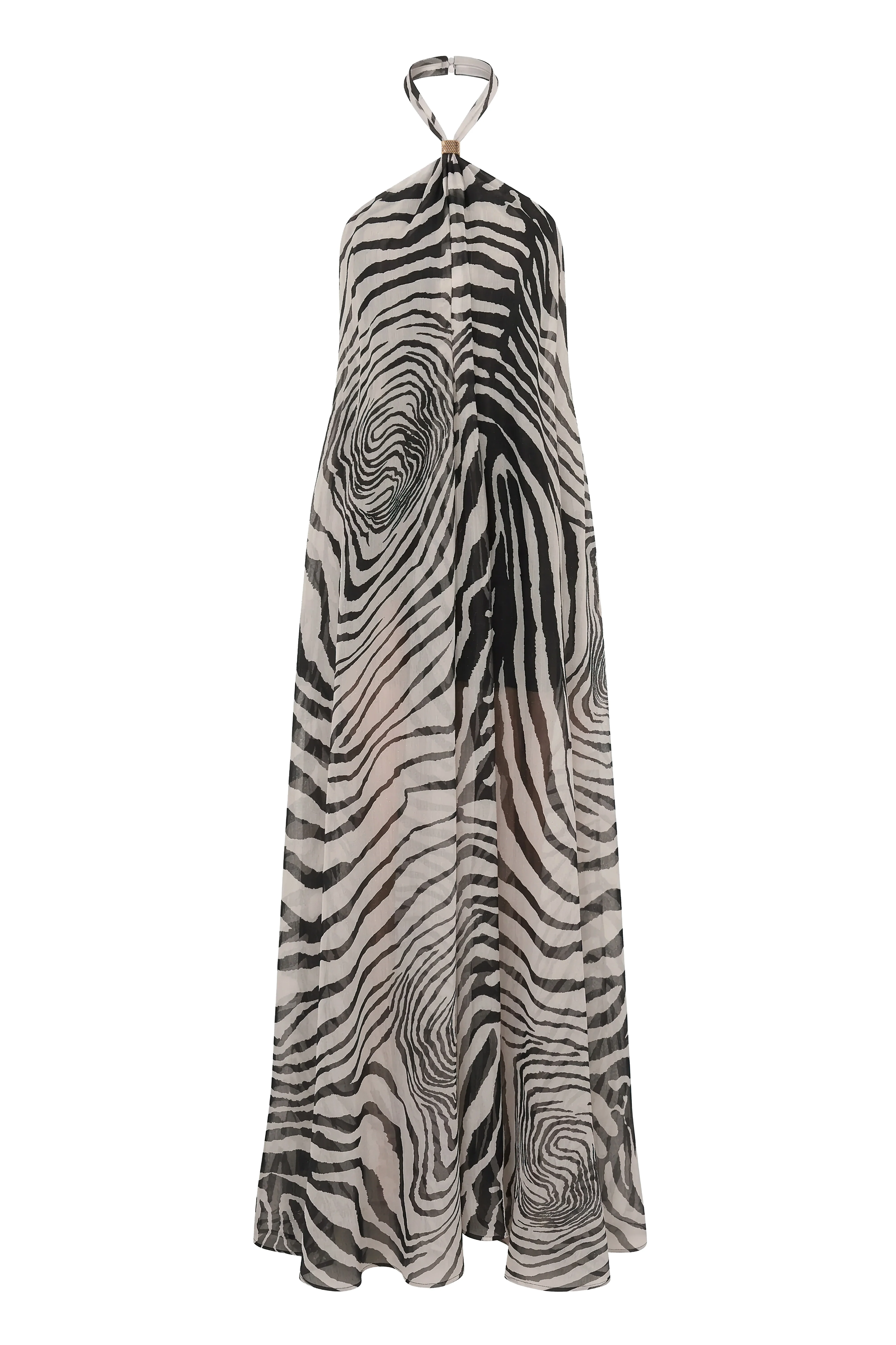 Zebra Print Jolene Halter Neck Maxi Dress