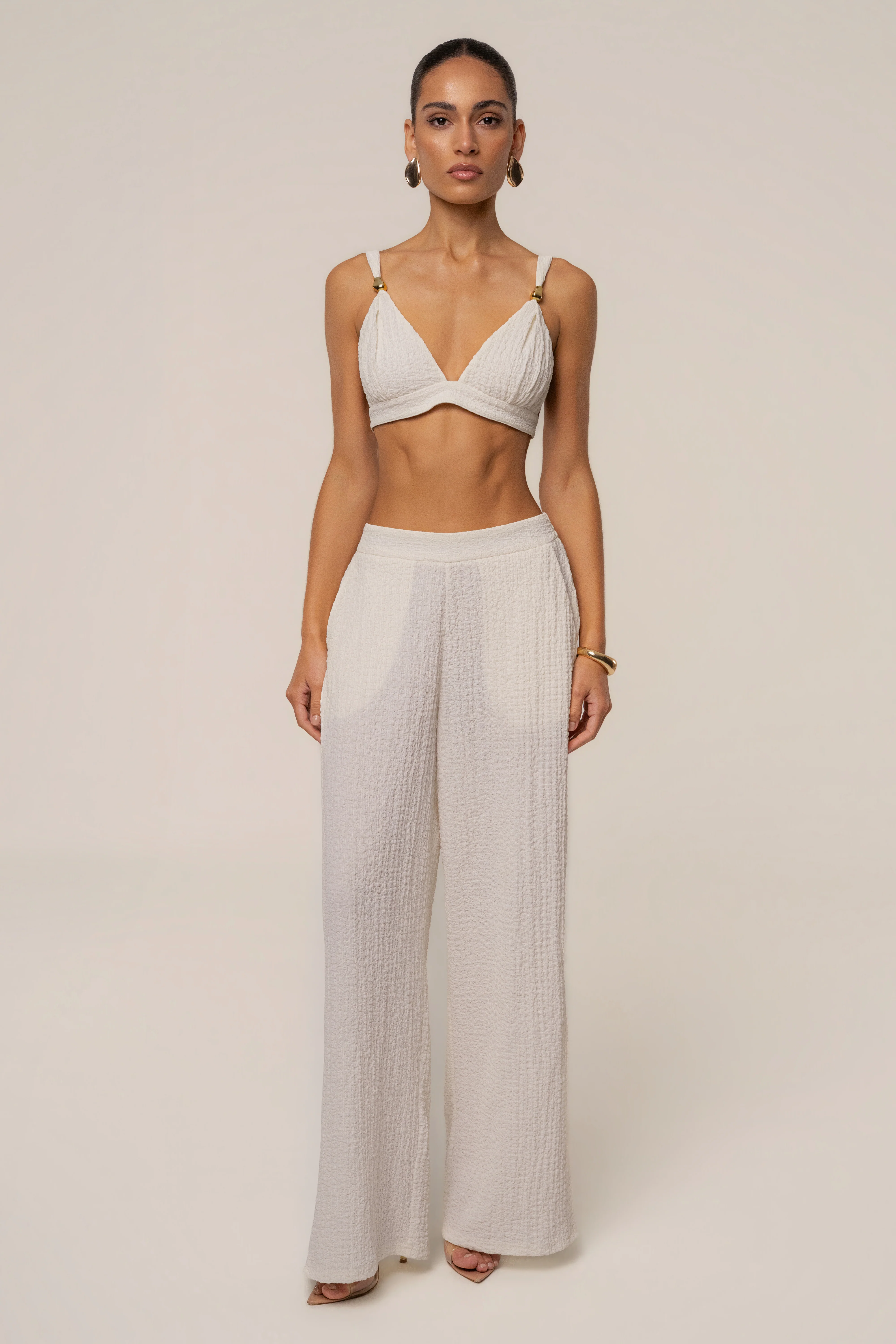 Ivory Unwind Textured Pants