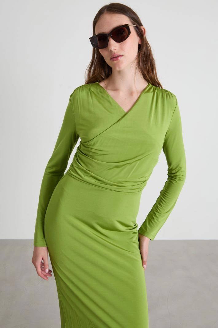 Light jersey midi dress - GREEN