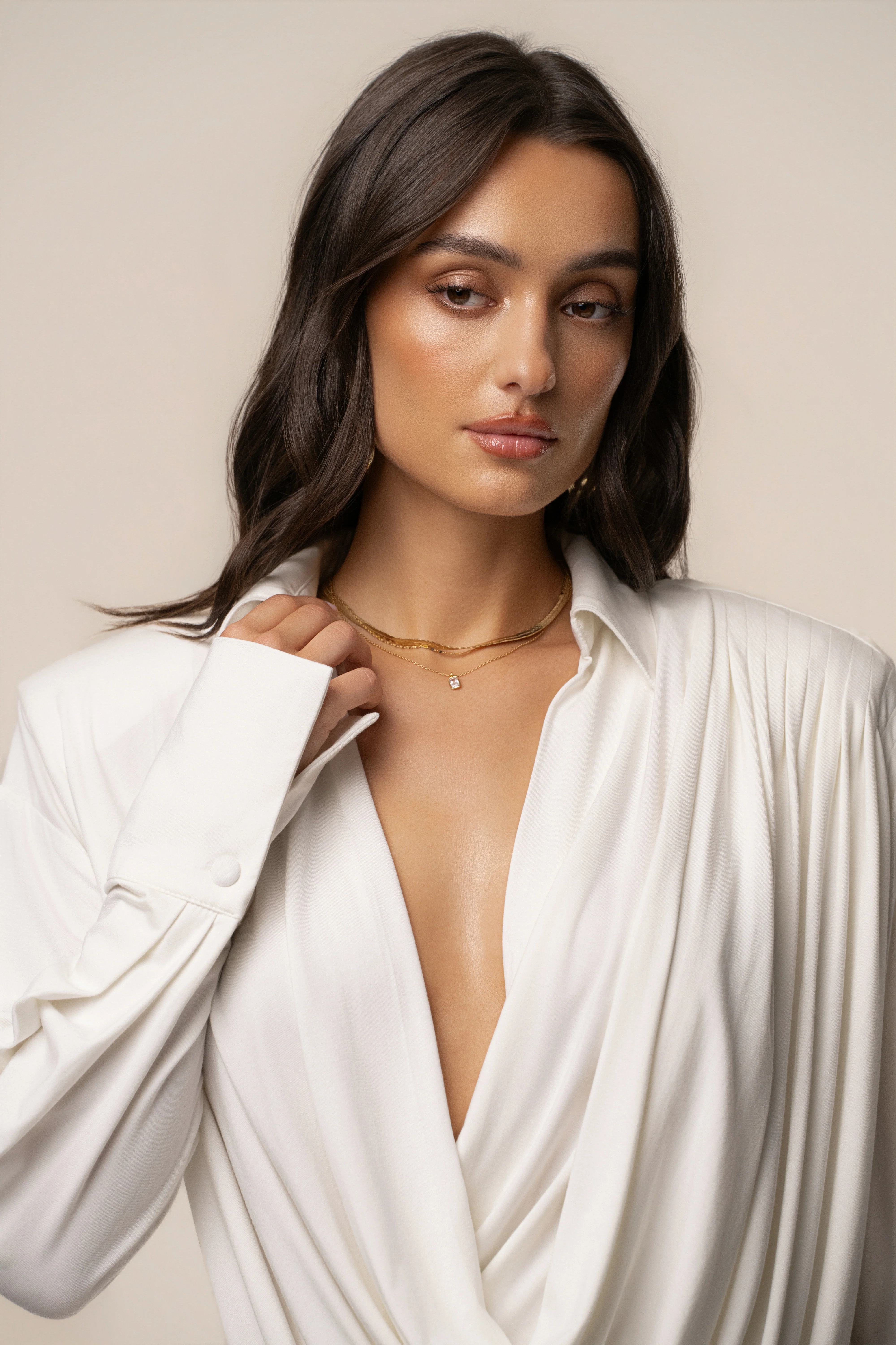 Ivory Poise Draped Maxi Dress