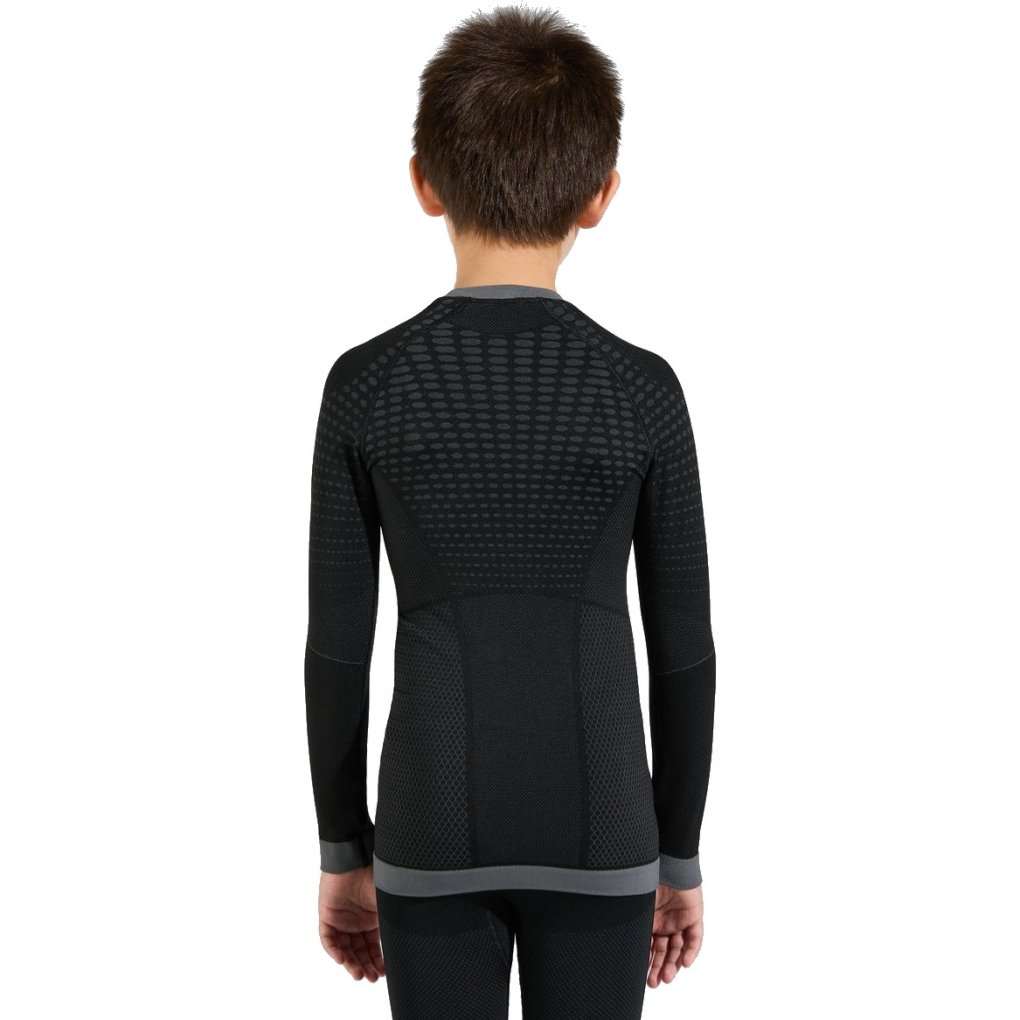 Odlo Performance Warm Long-Sleeve Base Layer Top Kids - black - odlo graphite grey