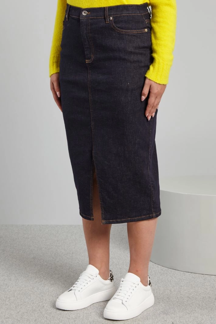 Denim midi skirt - DENIM BLUE
