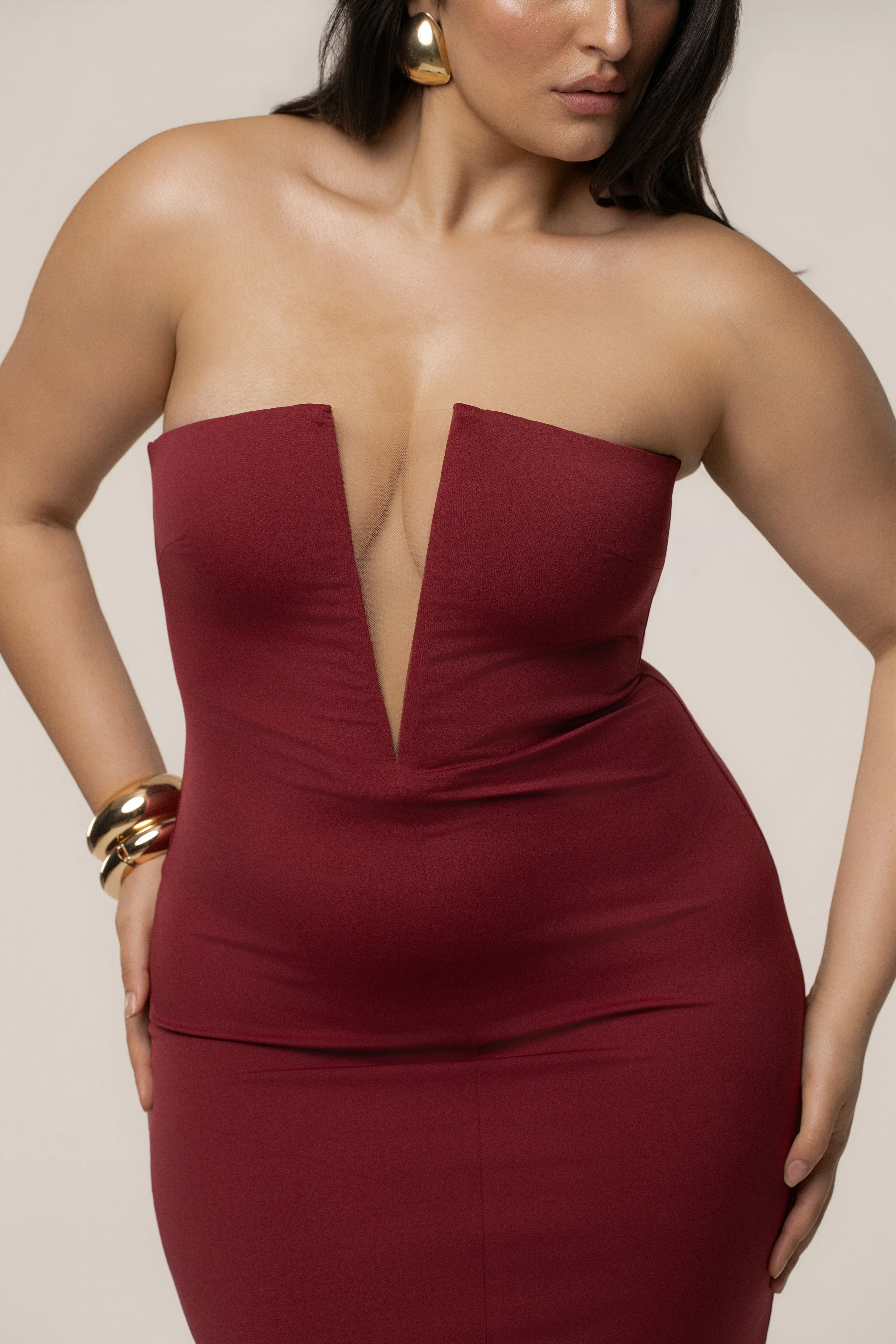 Burgundy Midnight Illusion Maxi Gown
