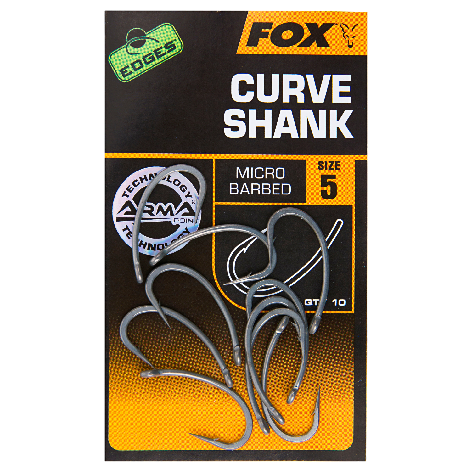 Fox Fishing hooks Edges Curve Shank Hooks X10