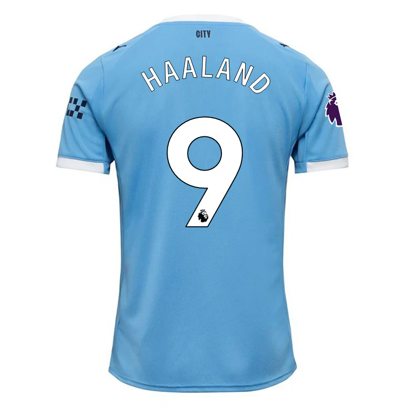 Erling Haaland Manchester City Home Jersey 25/26 w/ EPL + Sponsor Patch (Team Light Blue/ White)