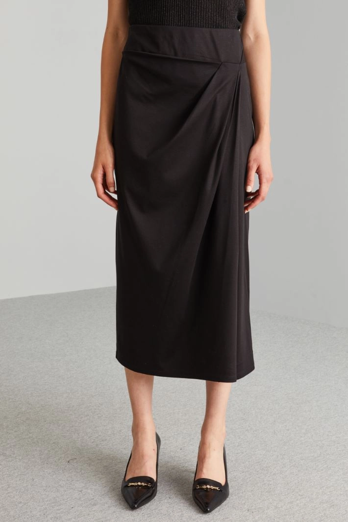 Knotted jersey skirt - BLACK