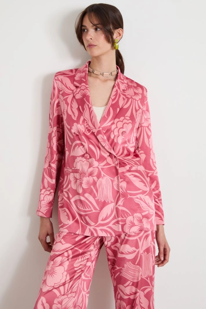 Blazer de satén deconstruido - PINK