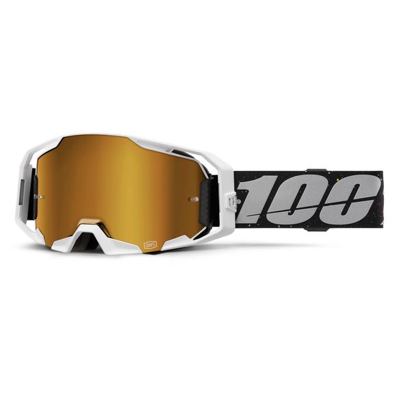 Masque cross 100% ARMATIC RapidRacer - Ecran Mirror True Gold 2025 - Blanc / NoirRef : CE1494 / 50060-00007