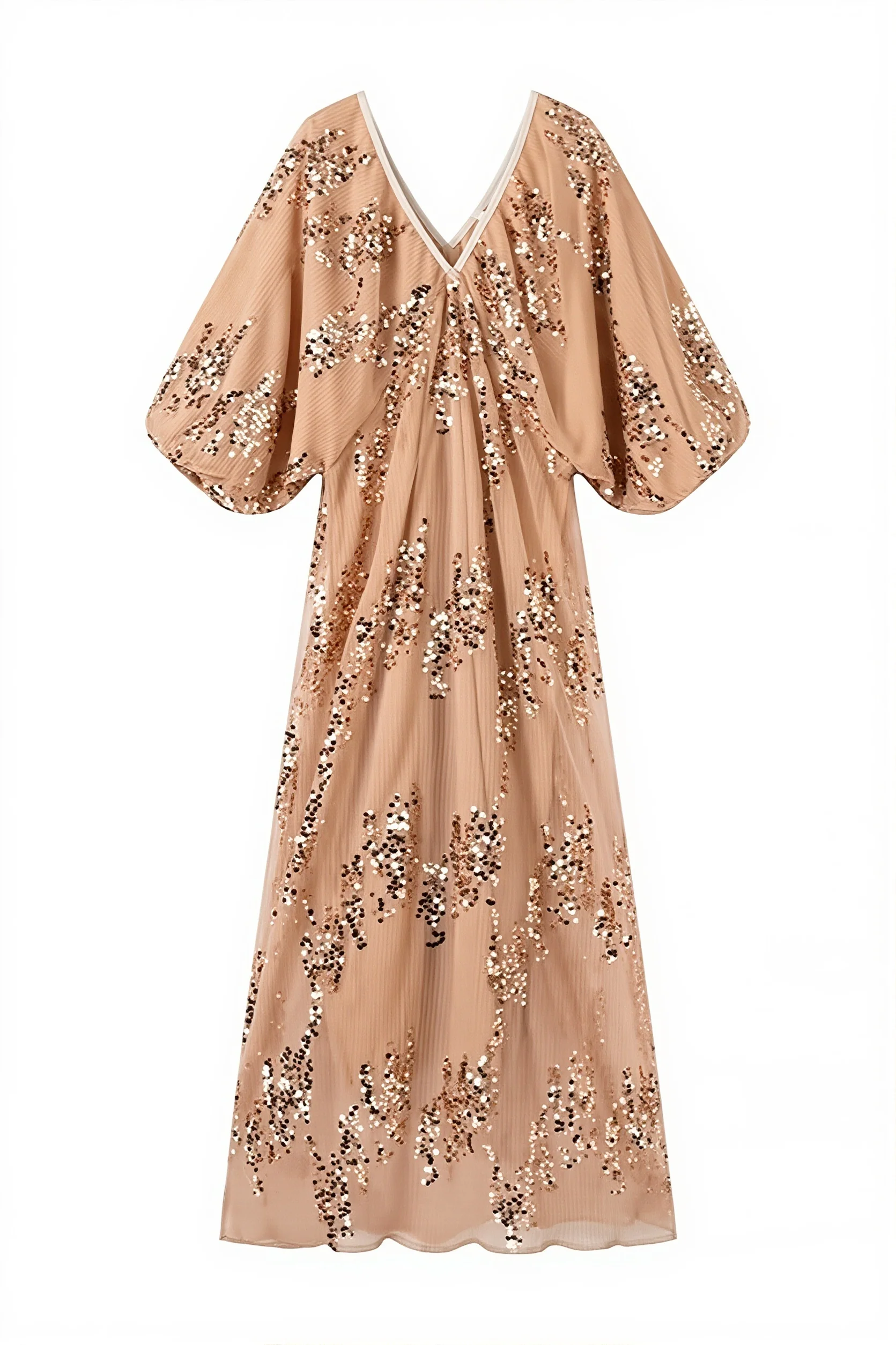 Sequin Deep V-Neck Maxi Dress