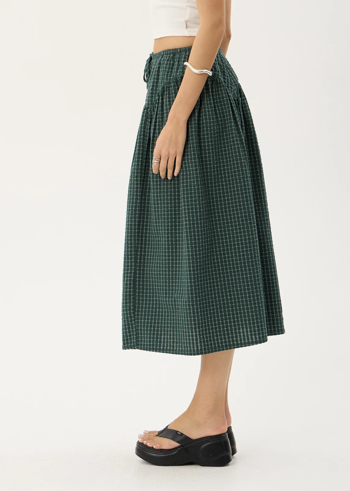 AFENDS Womens Marlow - Midi Skirt - Reverb Pine Check