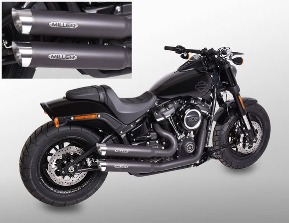 Miller Complete Exhaust System - Black SlashCut Polish OutletRef: Mil00939A / Hd-St-Mw8-X12.08