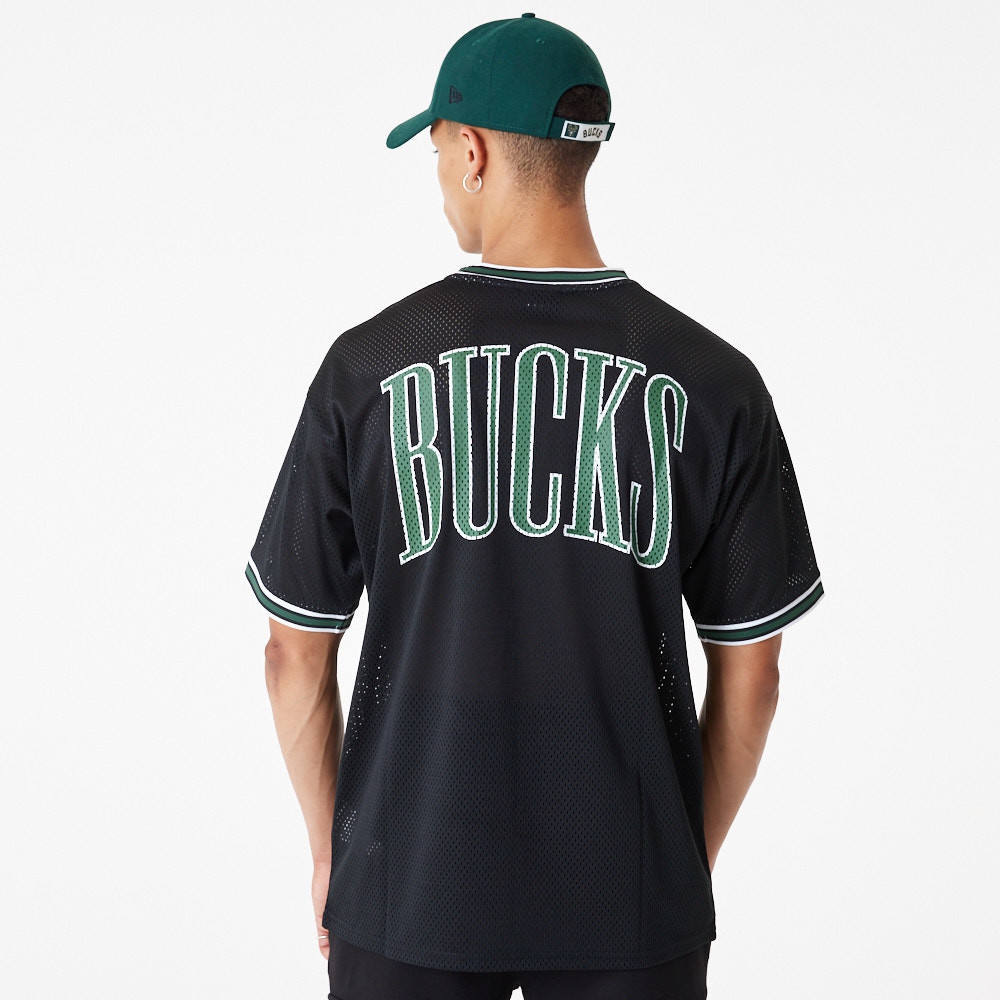 Milwaukee Bucks New Era Oversized NBA Mesh T-Shirt Black
