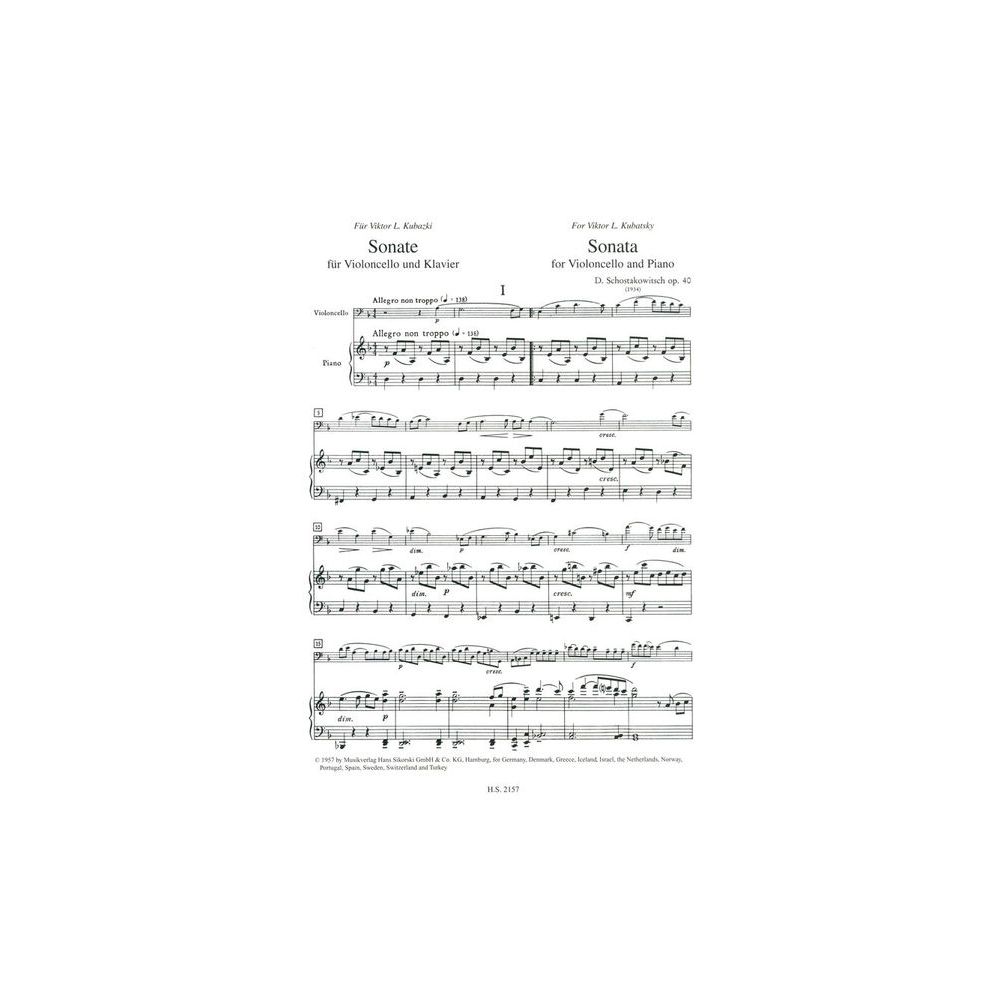 Sikorski Musikverlage Schostakowitsch Cellosonate – Thomann Ireland