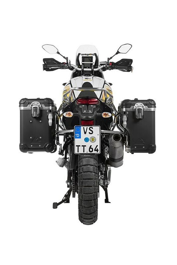 Touratech ZEGA Evo X suitcase With 38/38 offset - Gray support included - Black anodizedRef: Trt01238A / 01-632-6817-0