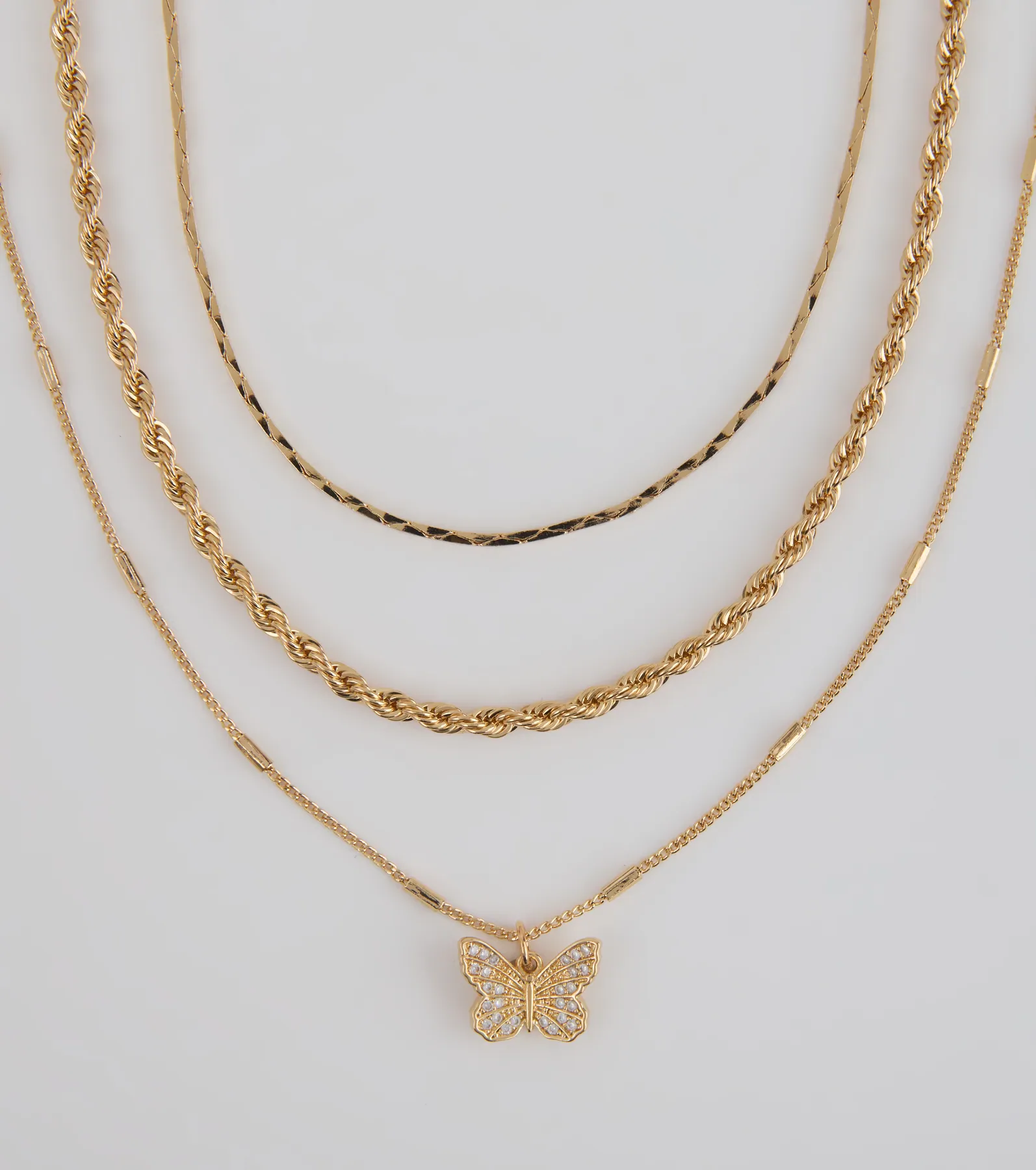 Wishing To Fly Butterfly Layered Necklace