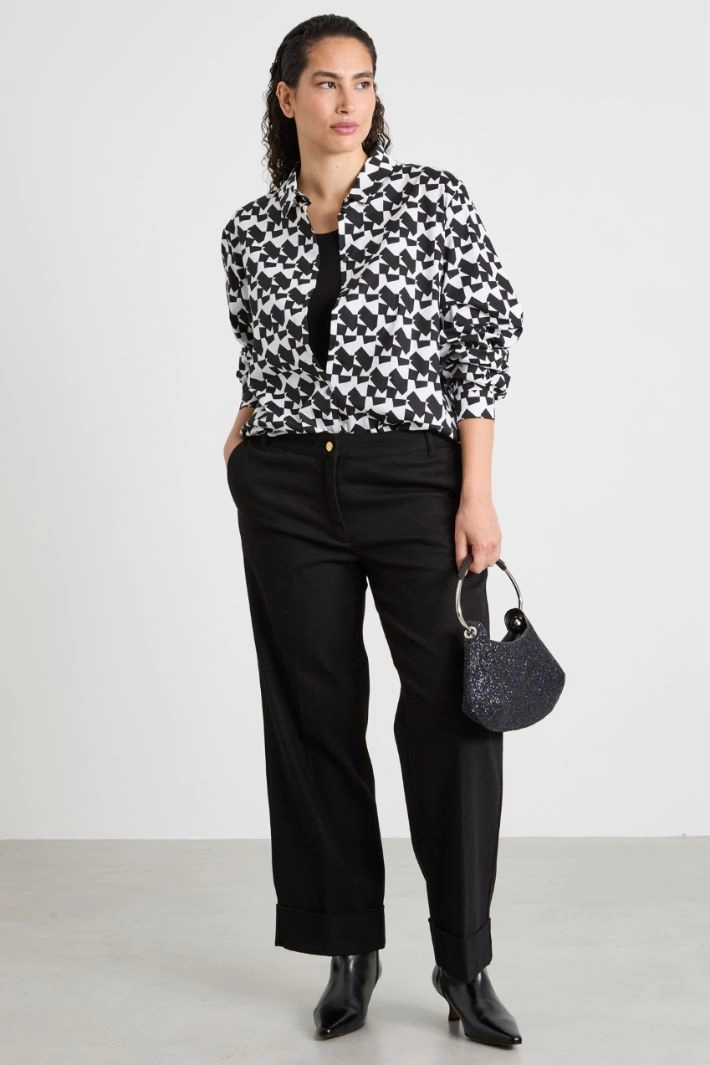 Camicia in cotone stampato - BLACK WHITE
