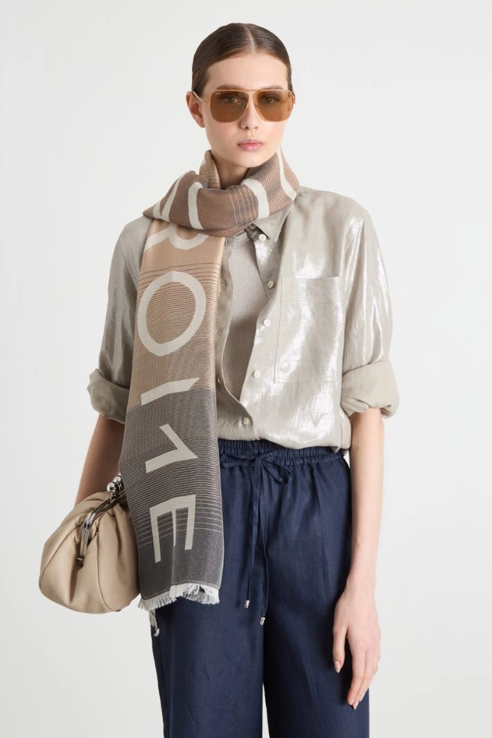 Jacquard stole - BEIGE GREY