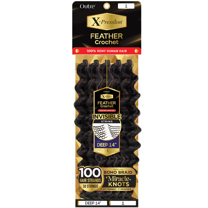 Outre X-Pression 100% Remy Human Hair Feather Crochet Braid - DEEP 14