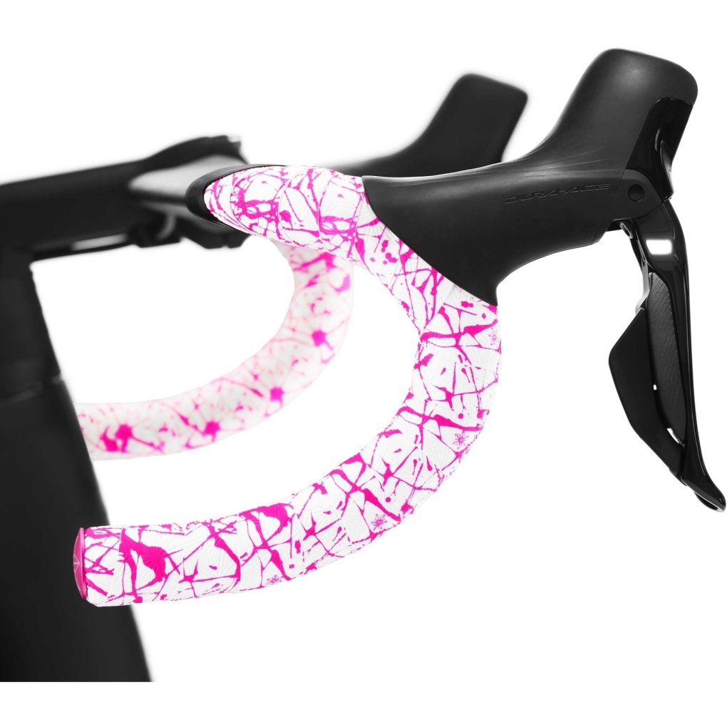Supacaz Super Sticky Kush Splat Limited Handlebar Tape - White / Neon Pink