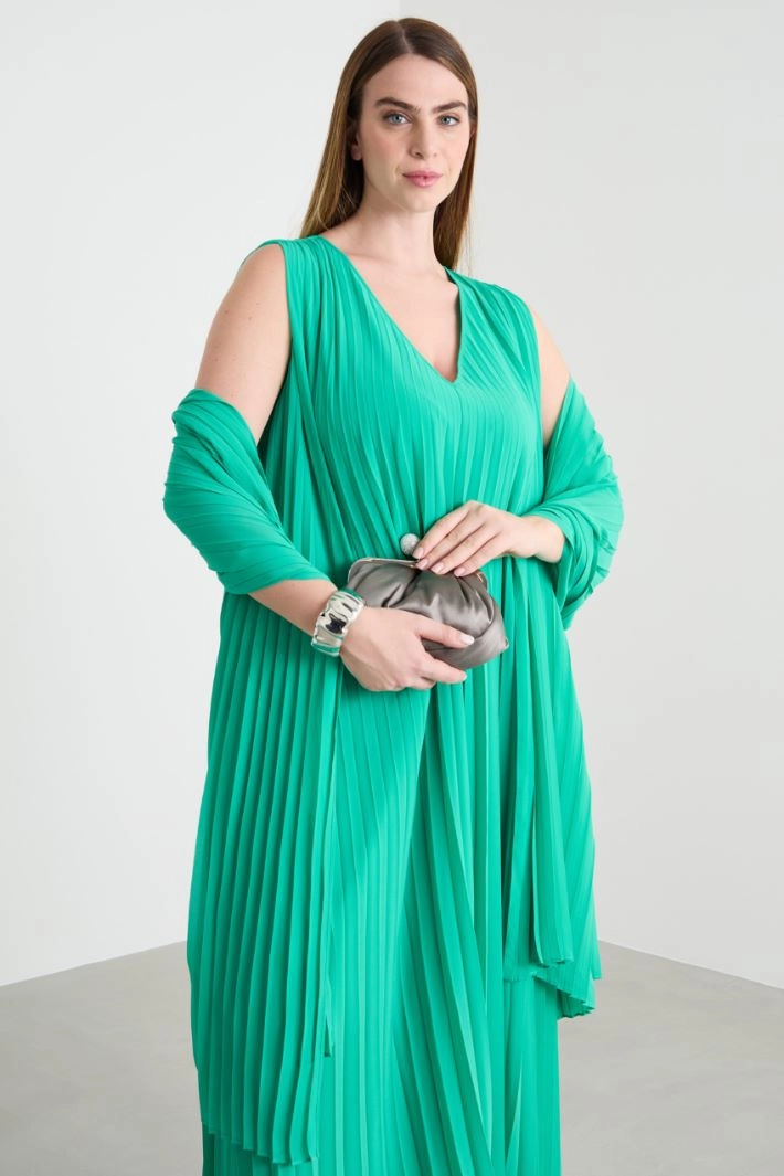 Plissé georgette stole - GREEN