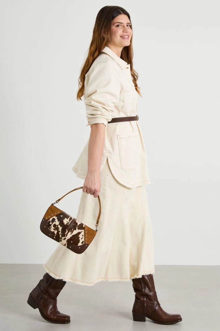 Cotton bull denim jacket - IVORY