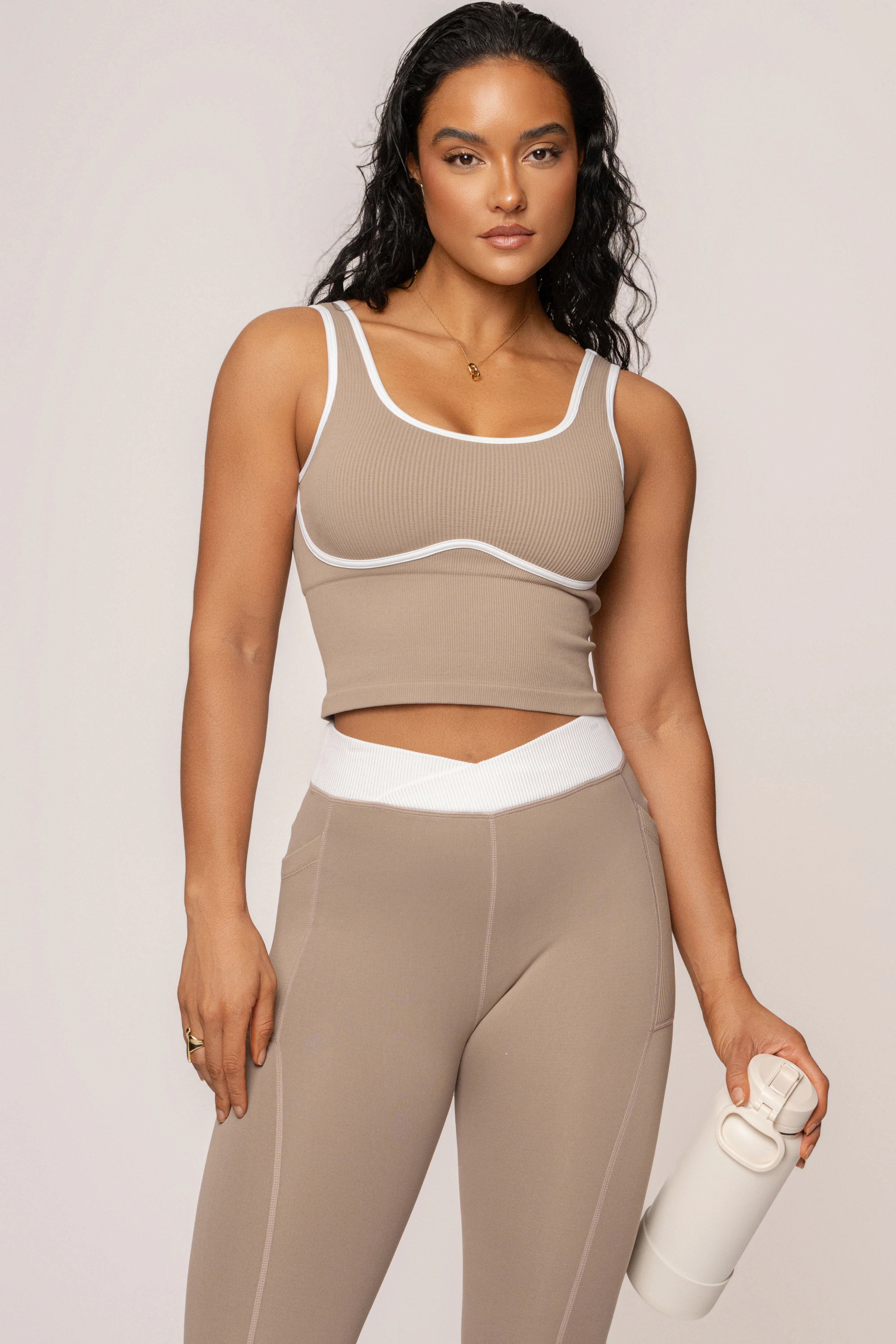 Beige/White Inspire Movement Leggings