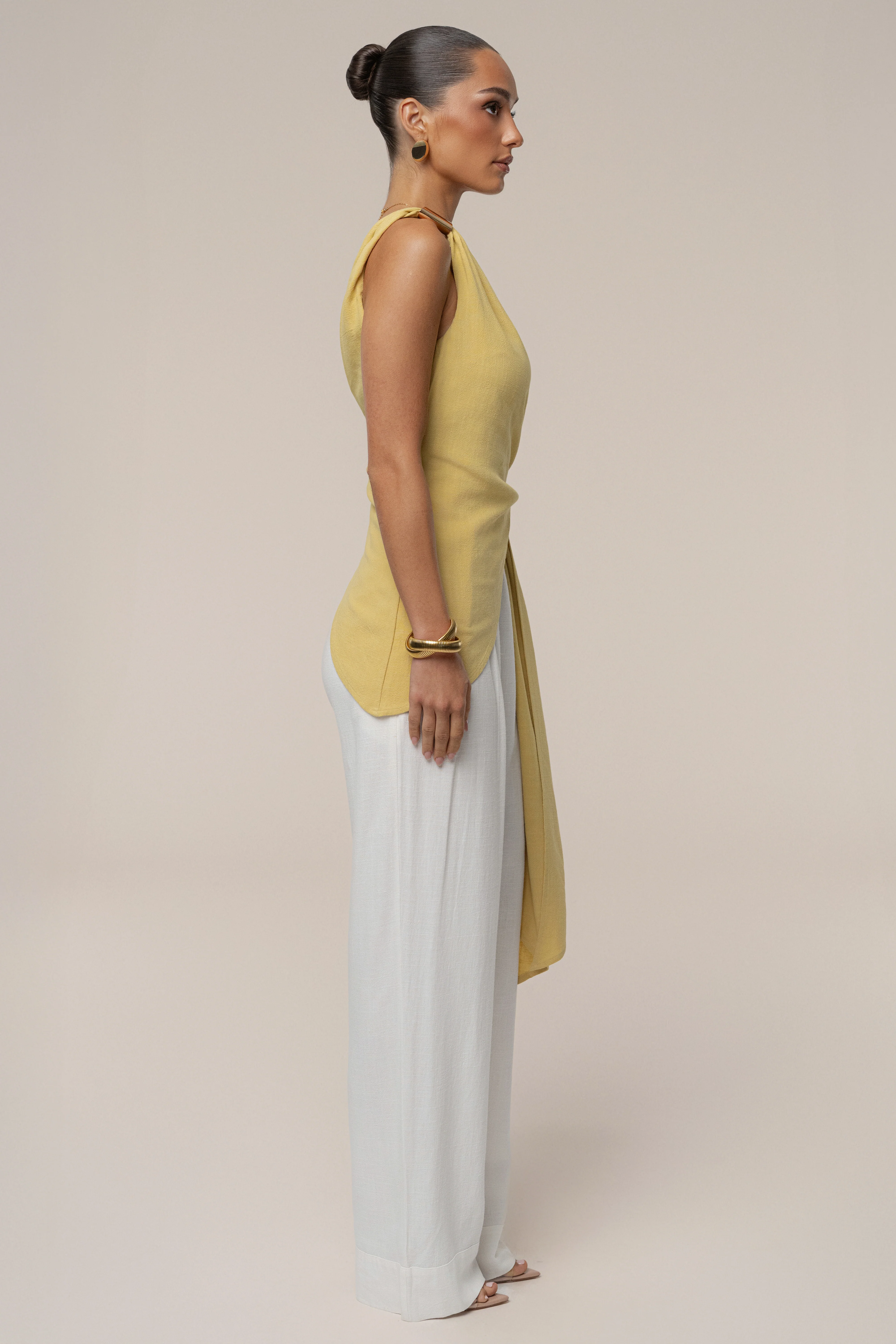 Yellow Palmera One Shoulder Top