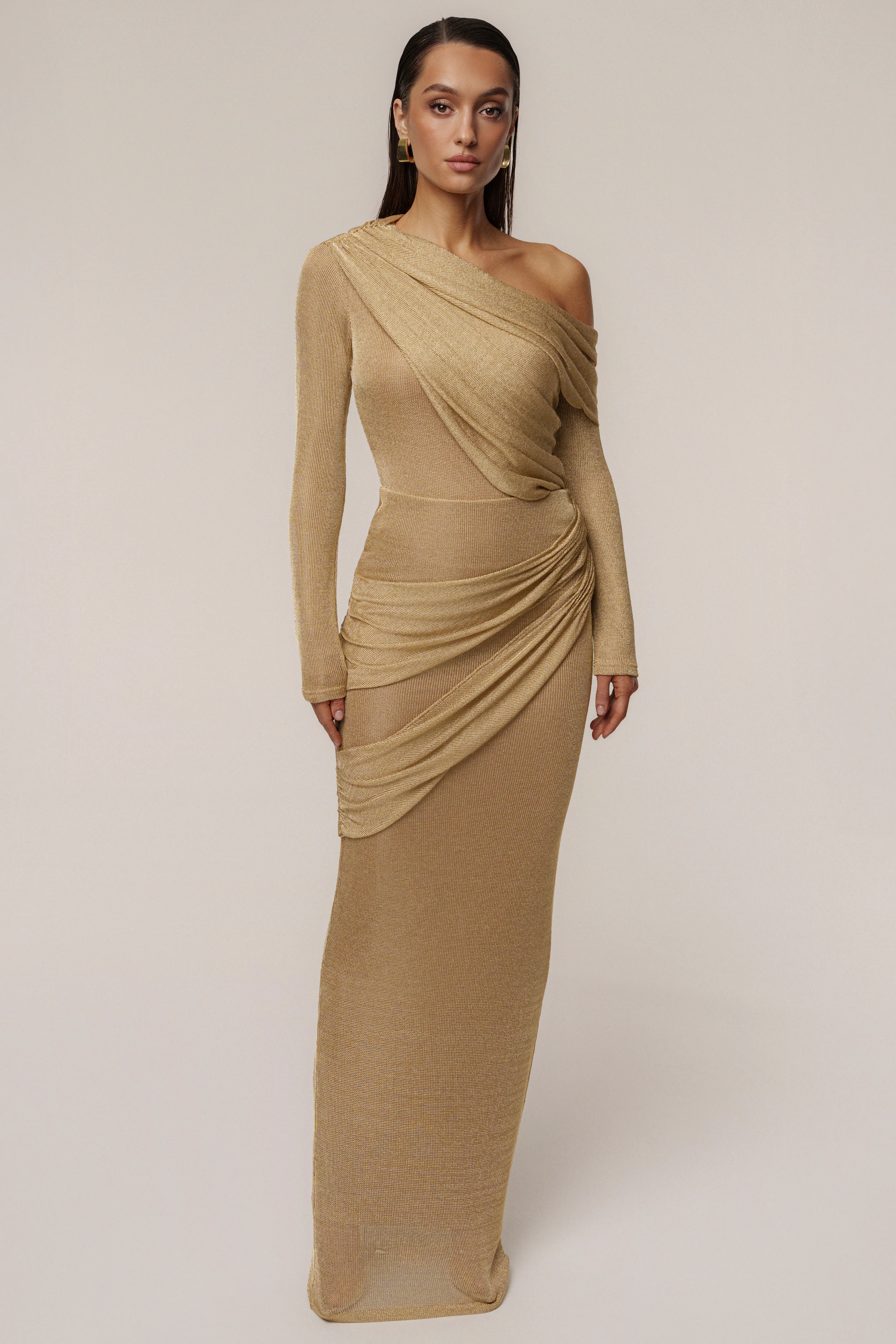 PRE-ORDER Gold Opulent Metallic Maxi Skirt