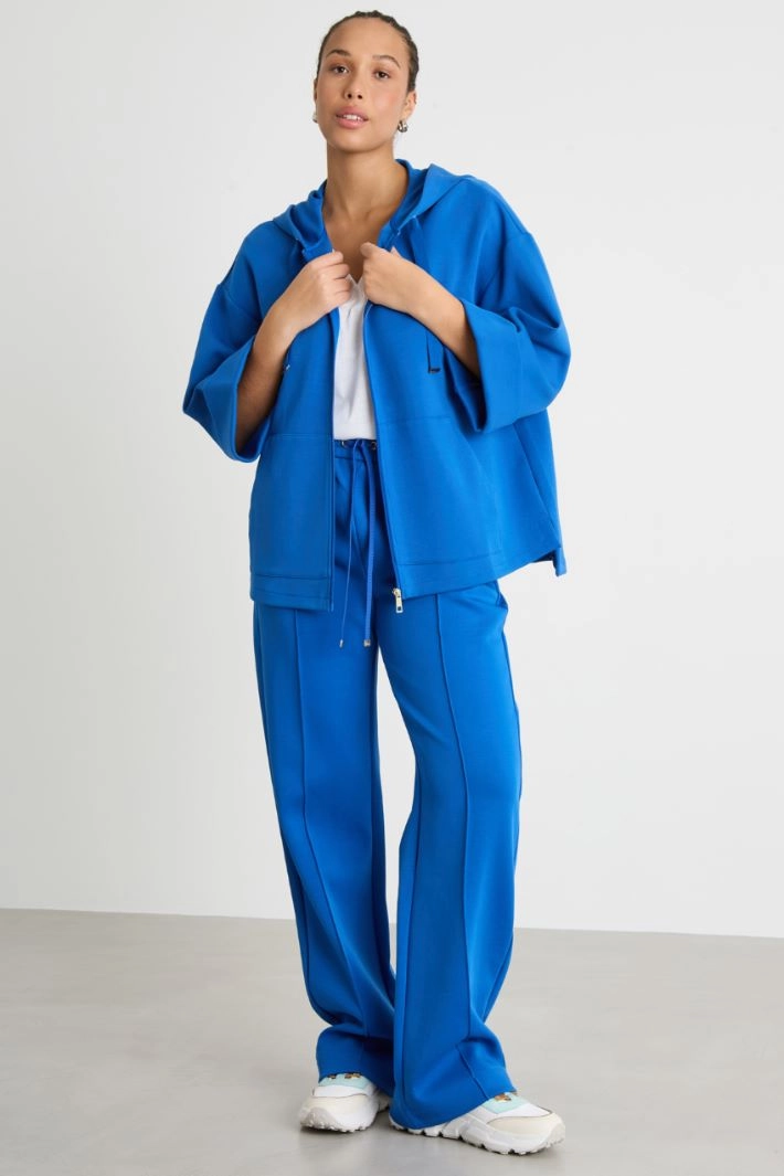 Oversized double jersey hoodie - LIGHT BLUE