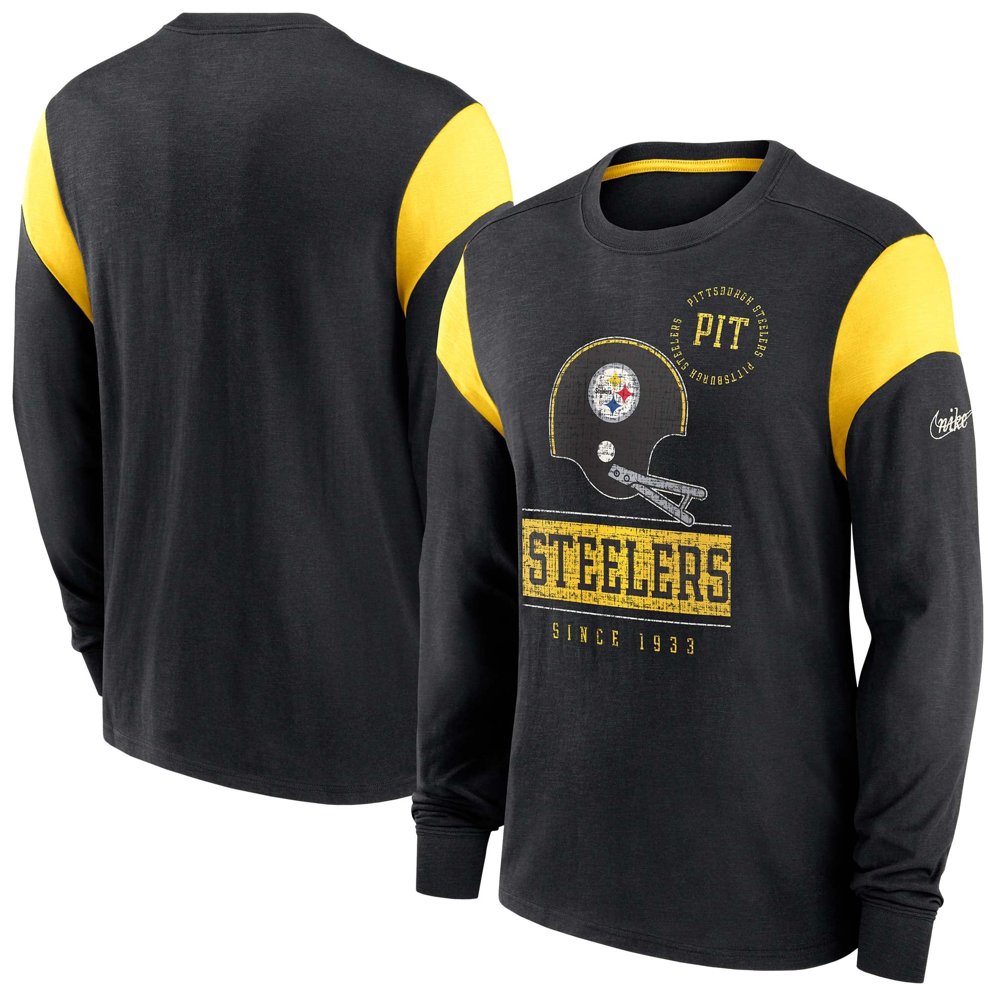 Pittsburgh Steelers NFL Historic Nike Slub Long Sleeve Shirt Black