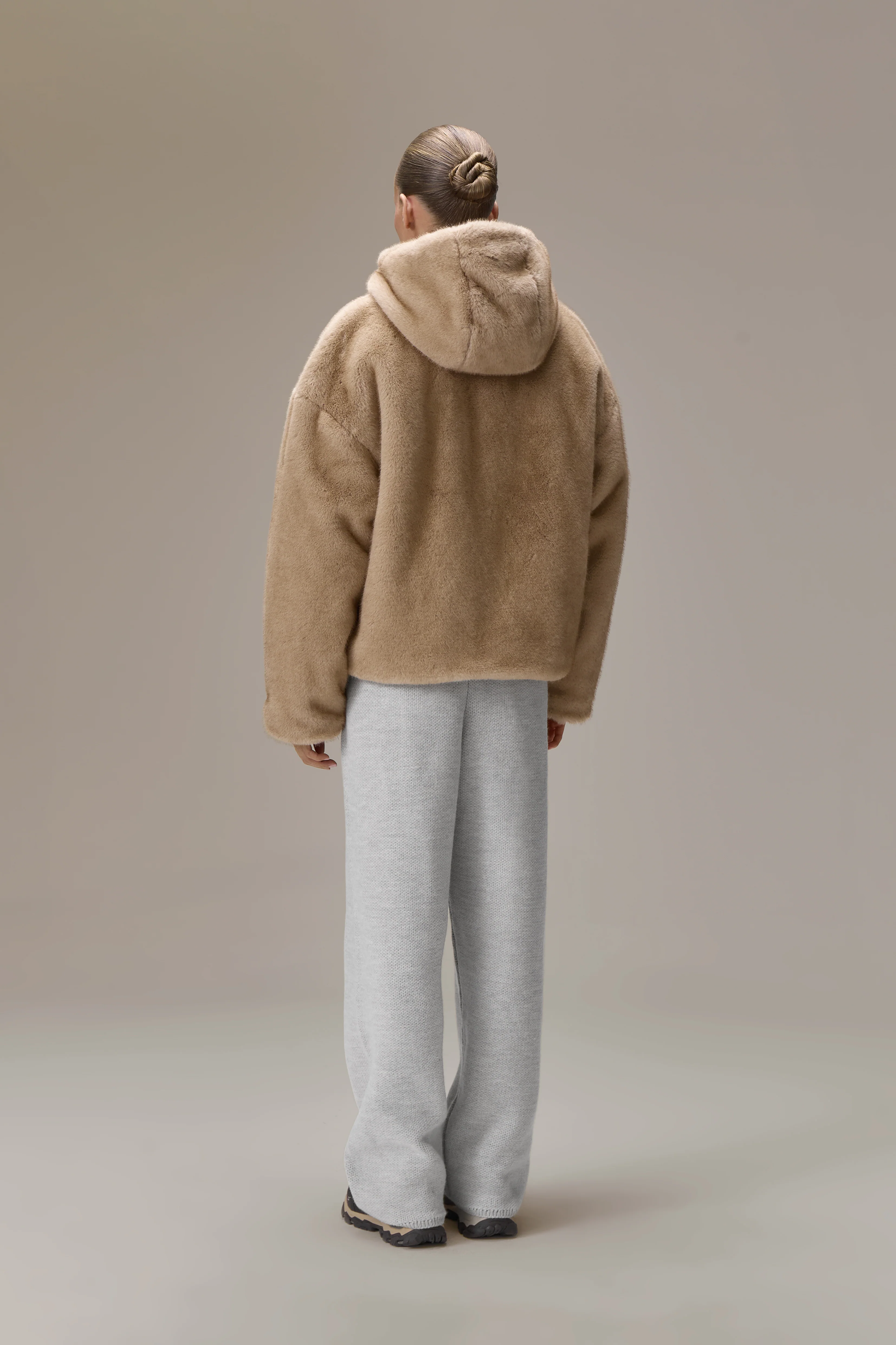 Winnipeg Faux Fur Hooded Jacket in Neutral