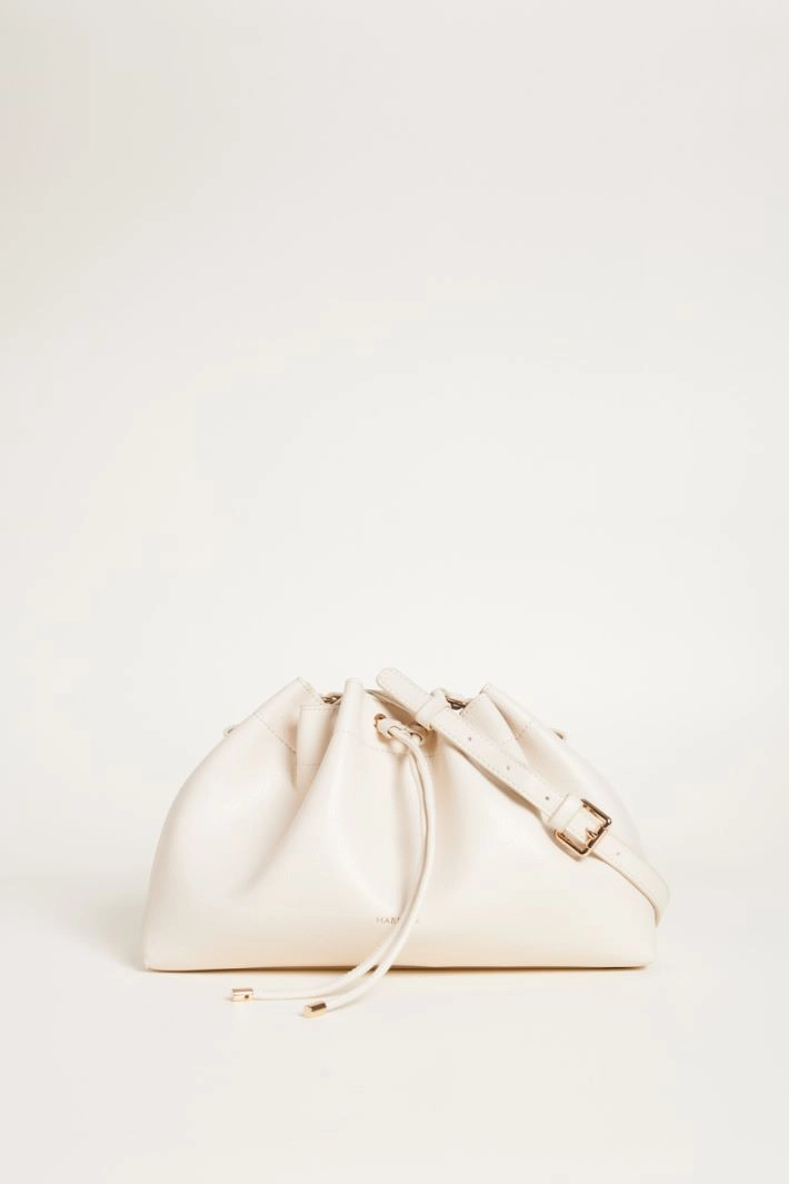 Ruched coated fabric bag - IVORY