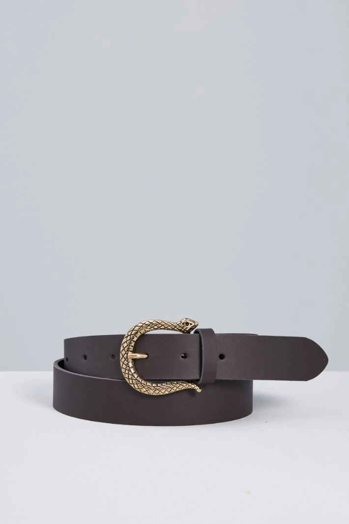 Belt with inlaid buckle - DARK BROWN