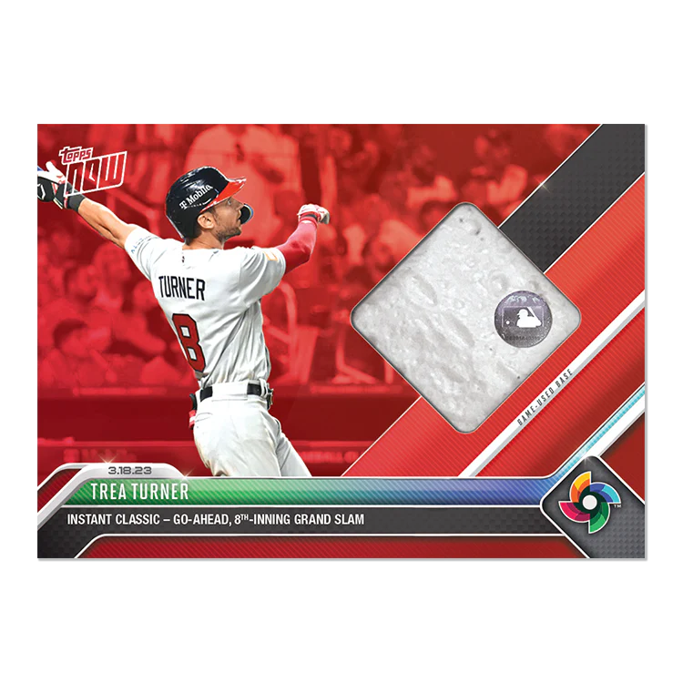 Game-used Base Relic # to 10 - Trea Turner - 2023 World Baseball Classic TOPPS NOW® Card 60D