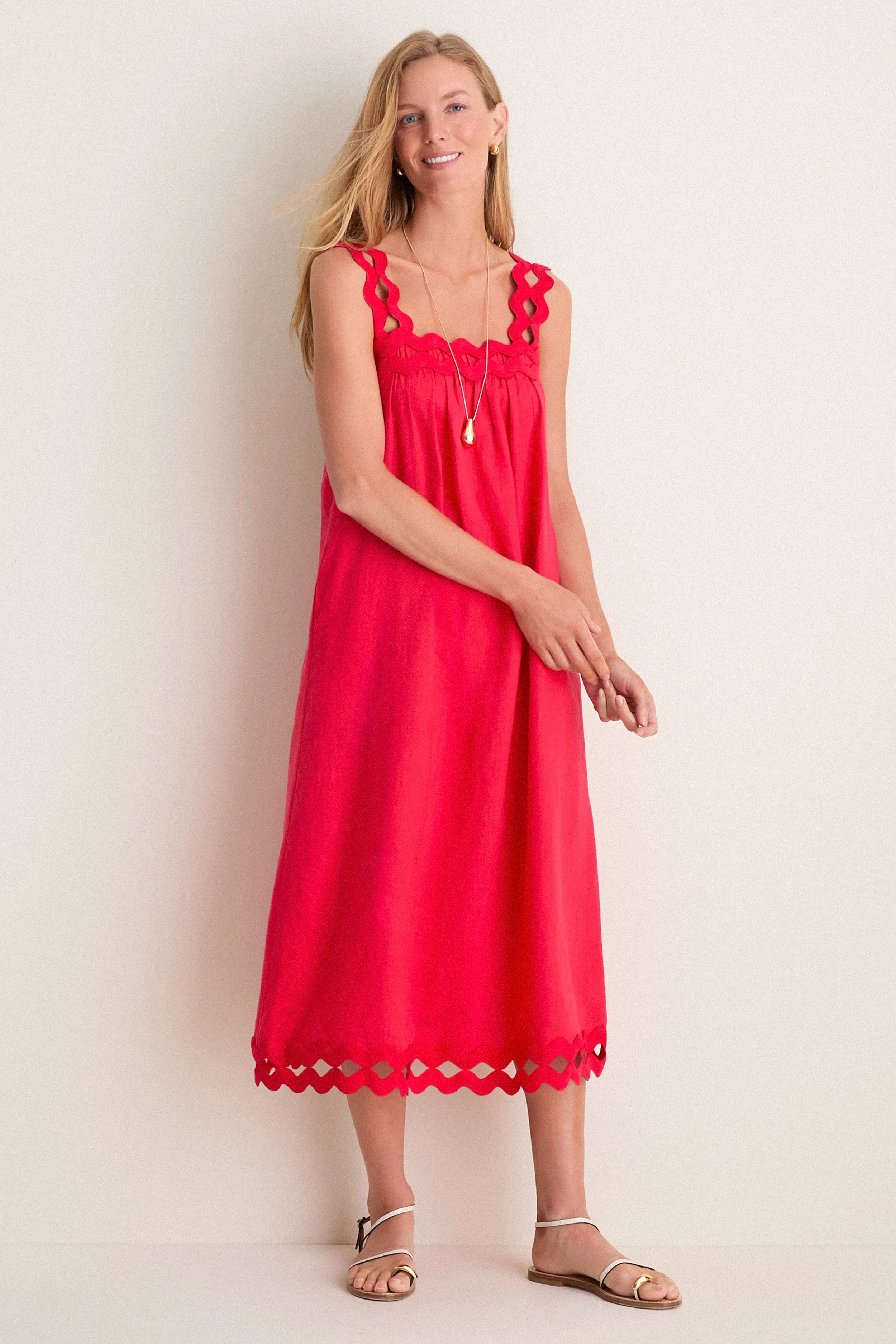 Cherry Ric Rac Linen Ellis Dress