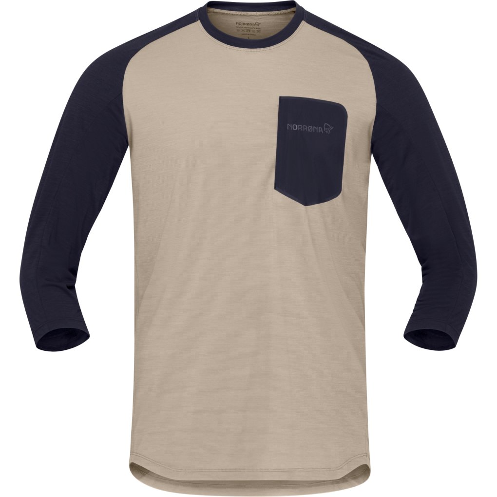 Norrona skibotn equaliser merino 3/4 T-Shirt Men - Winter Twig/Caviar Black