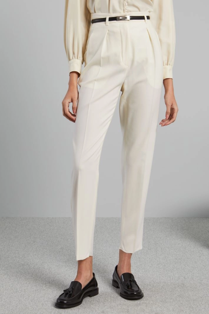 Wool twill trousers - WHITE CREAM