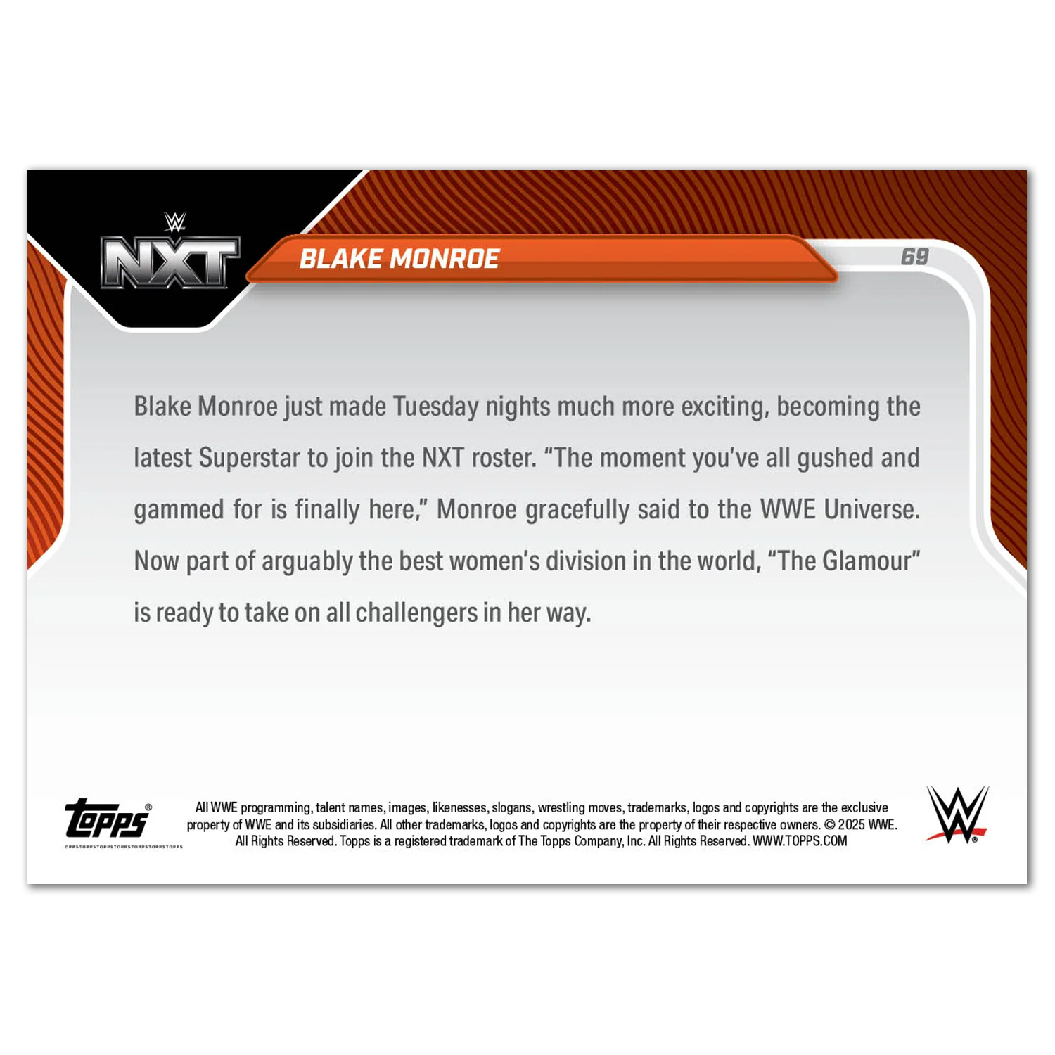 Blake Monroe - 2025 WWE Topps NOW® - Card 69