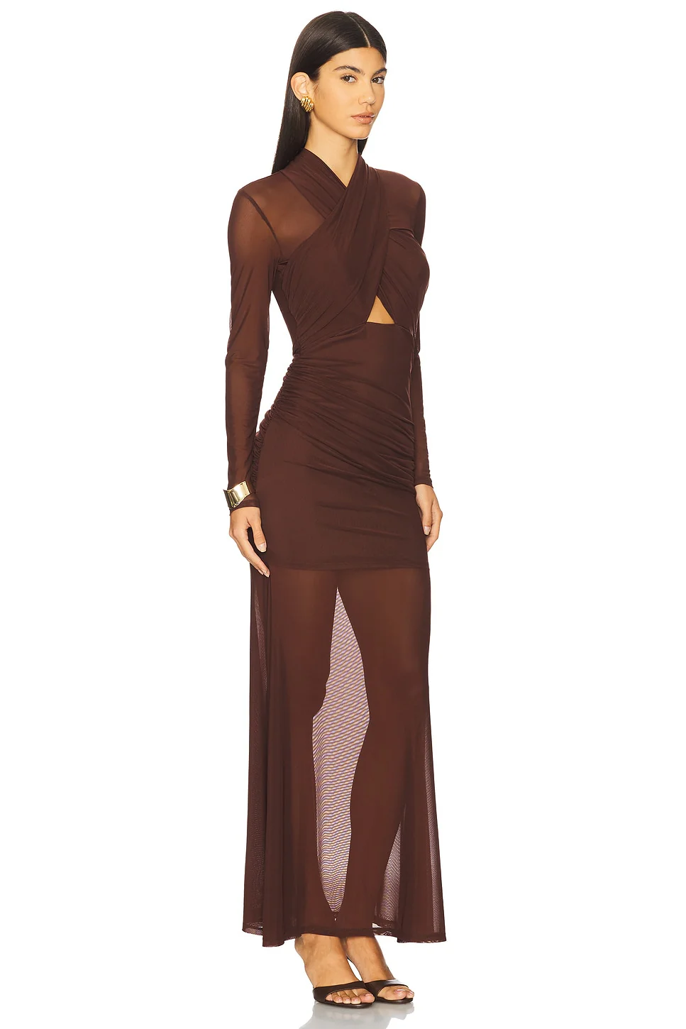 Veria Wrap Mesh Maxi Dress