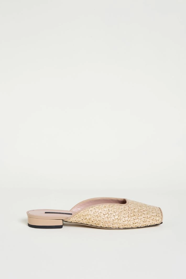 Raffia open-toe sandals - BEIGE