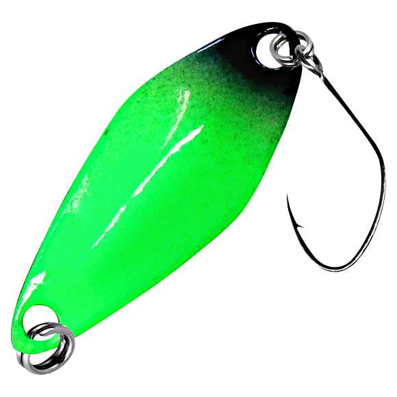 FTM Trout Spoon Tremo (2.3 g, Green\/Black, Yellow UV)