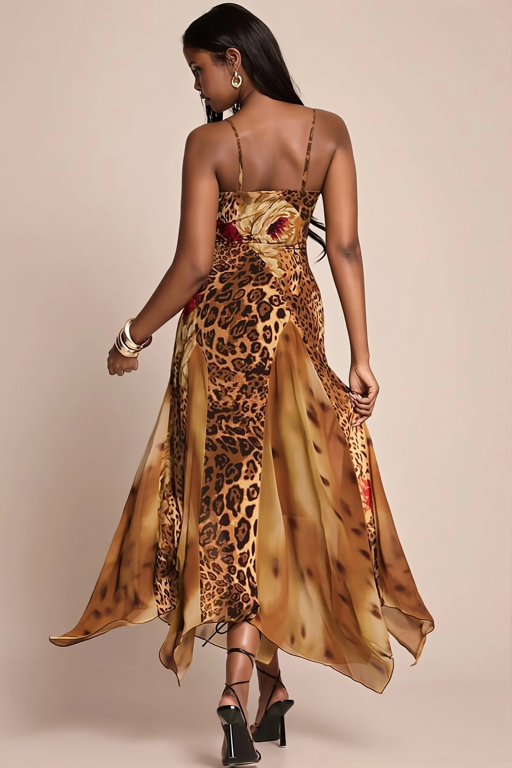 Mesh Splicing Cami Wild Maxi Dress