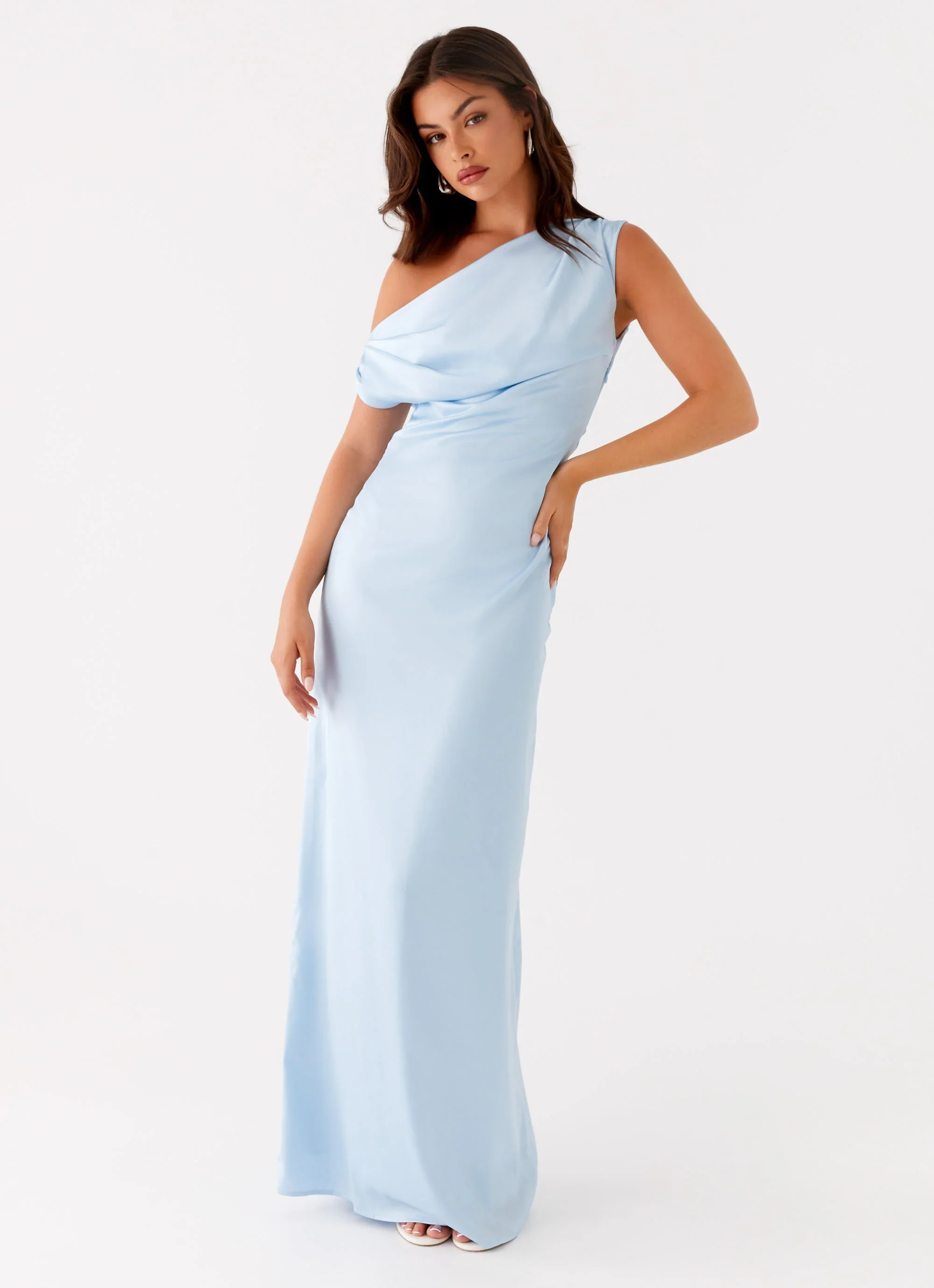 Heart Of Glass Satin Maxi Dress - Blue