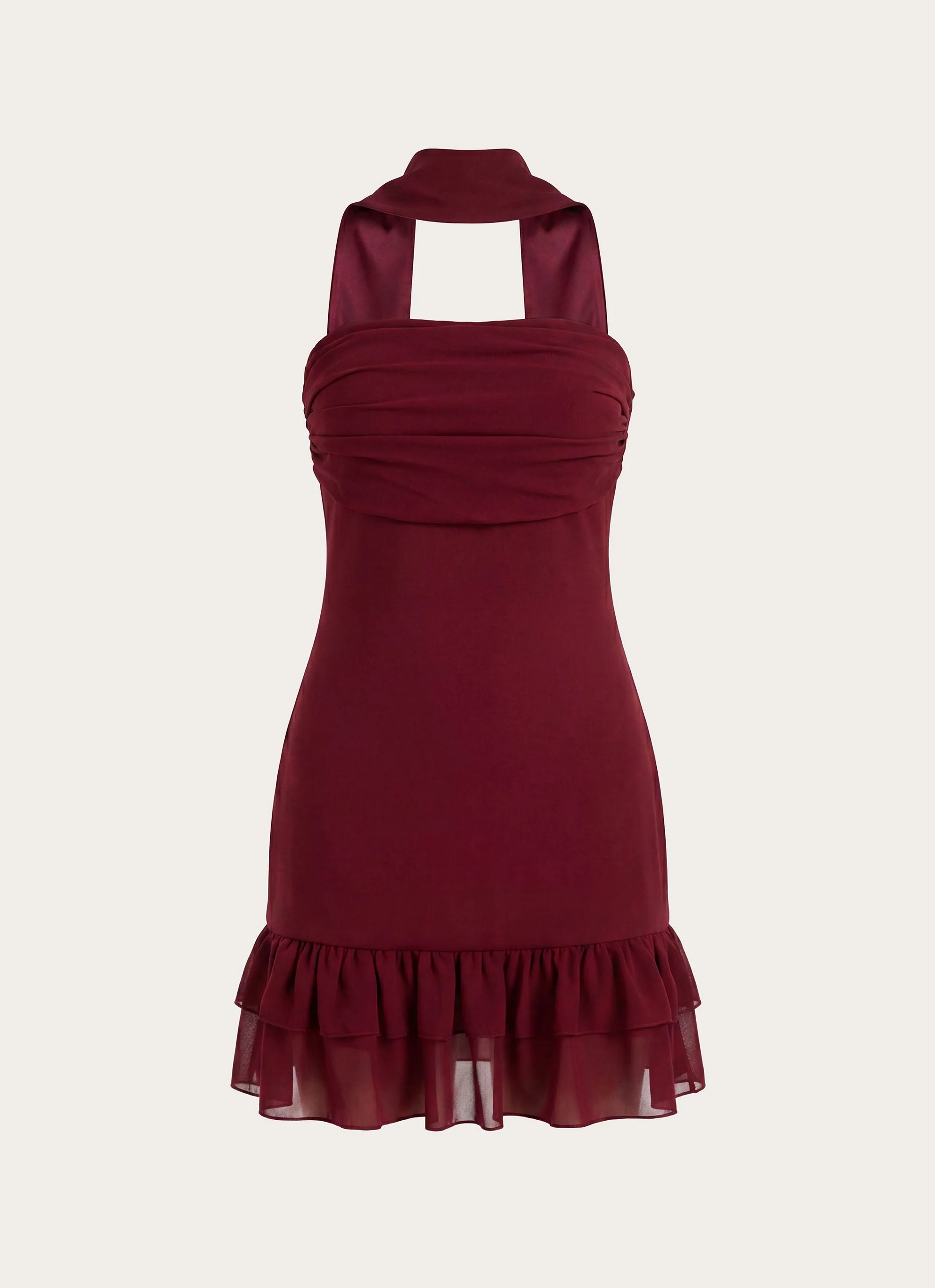 Manon Scarf Mini Dress - Deep Red